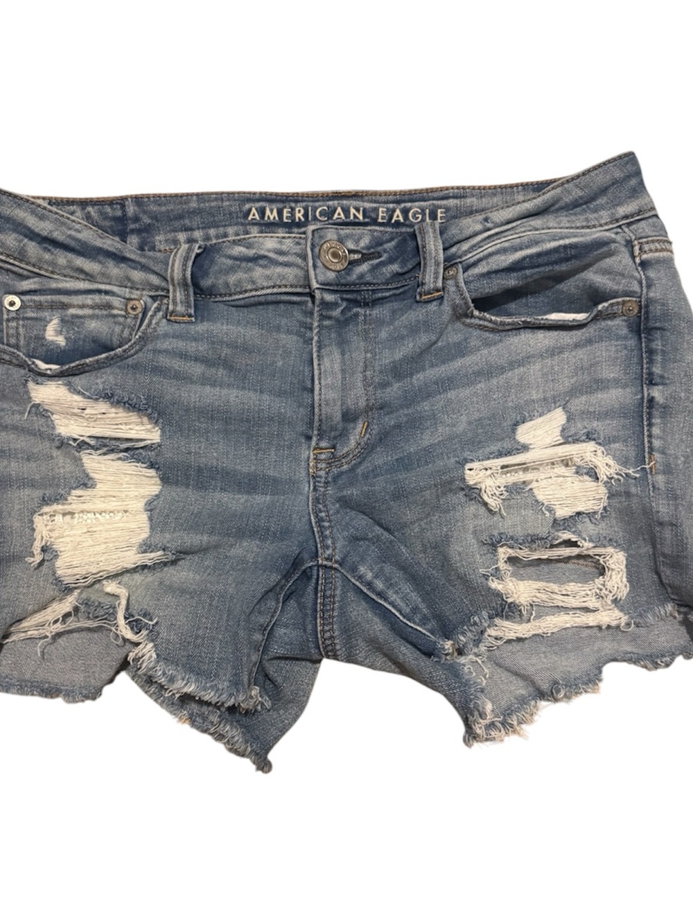 American Eagle Outfitters Women's Distressed Denim Cutoff Shorts - Blue